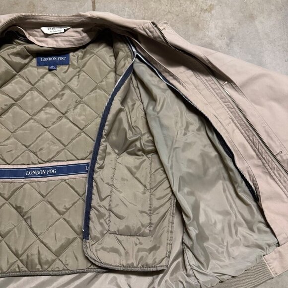 London Fog Khak(ease) Mens Beige Jacket bomber insulated vest chore field coat L - Picture 11 of 13